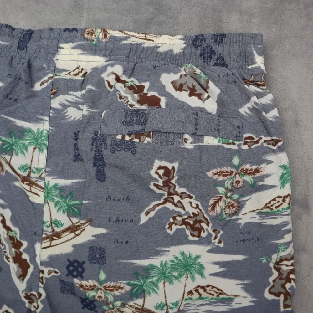 Dolphin Shorts Mens M Multicolor High Rise Tropical Hawaii Palm Trees Trunks